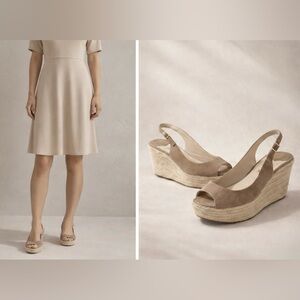 Jimmy Choo Taupe Suede Espadrille Wedge Sandals | Size 39 | Made in Italy